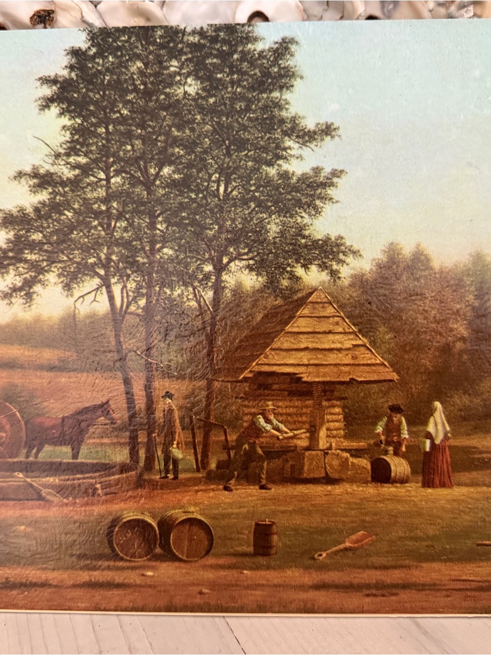 Cider Making on Long Island print mounted on board by Davis 8x10 neutral fall